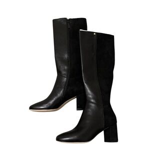 Cole Haan Black Leather & Suede Knee-High Boots - Size 5.5
